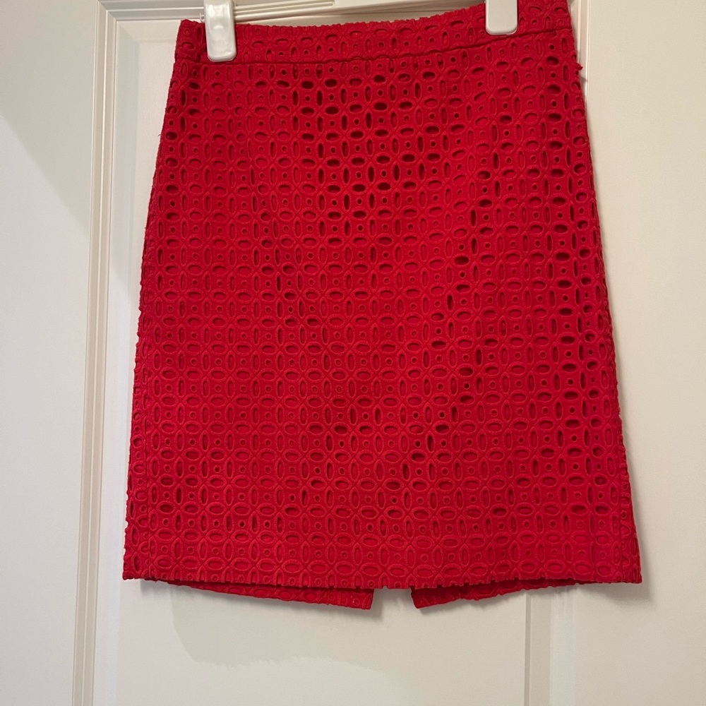 Red eyelet J Crew skirt